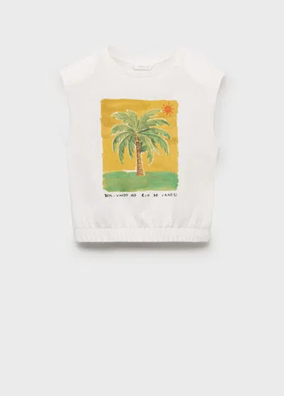 Mango Kids' Sleeveless Print T-shirt Off White