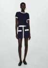 Mango T-shirt With Contrasting Buttons Dark Navy
