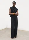 Mango T-shirt With Gathered Asymmetrical Neck Navy In Black