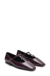 Mango T-strap Flat In Burgundy