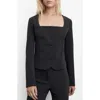 Mango Tailored Crop Suit Blazer In Black