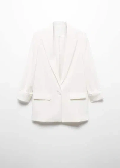 Mango Tailored Jacket With Turn-down Sleeves Ecru In Off White