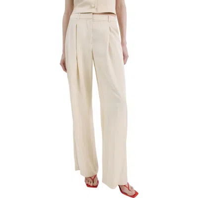 Mango Tailored Straight Leg Pants In White