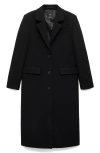 Mango Tailored Wool Blend Coat In Black