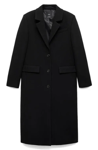 Mango Tailored Wool Blend Coat In Black