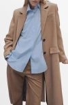 Mango Tailored Wool Blend Coat In Medium Brown