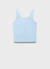 Mango Kids' Tank Top With Embroidered Detail Sky Blue