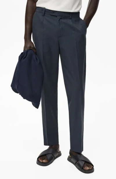 Mango Tapered Crop Chinos In Blue