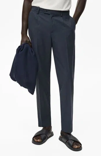 Mango Tapered Crop Chinos In Blue