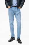 Mango Tapered Leg Jeans In Medium Blue