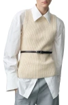 Mango Tappeito Cotton & Wool Sweater Vest In Ecru