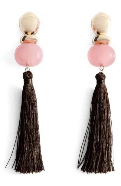 Mango Tassel Pendant Earrings In Brown