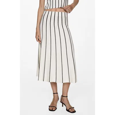 Mango Tatiana Stripe Midi Skirt In Ecru