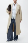 Mango Taxi Trench Coat In Light Pastel Grey