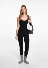 Mango Teen Fitted Sports Jumpsuit Black In Black