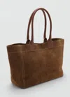 Mango Teen 100% Split Leather Bag Sand In Sand
