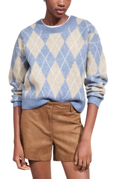 Mango Teen Argyle Sweater In Blue