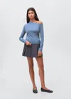 Mango Teen Asymmetric Cotton T-shirt Sky Blue