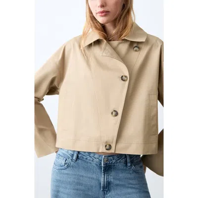 Mango Teen Asymmetric Crop Trench Coat In Neutral