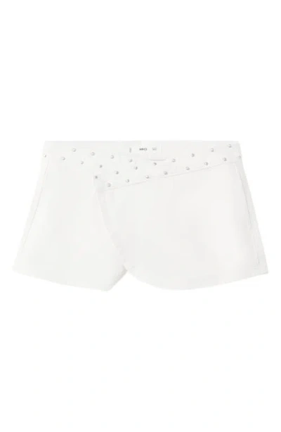 Mango Teen Asymmetric Denim Wrap Skort In White
