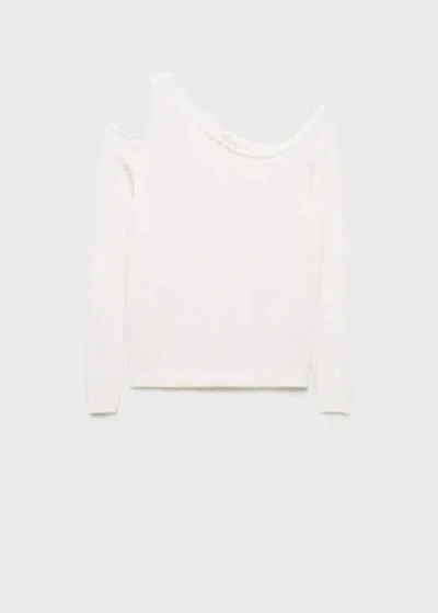 Mango Teen Asymmetric Knit Sweater Off White