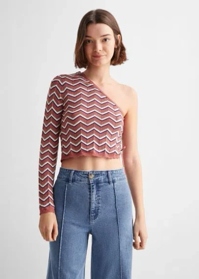 Mango Teen Asymmetric Knit Sweater Pink