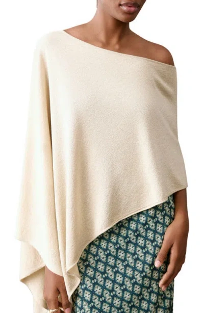 Mango Teen Asymmetric Metallic Knit Poncho In Neutral
