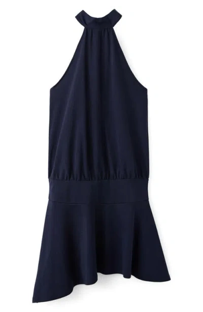 Mango Teen Asymmetric Sleeveless Minidress In Blue