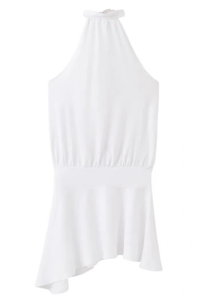 Mango Teen Asymmetric Sleeveless Minidress In White