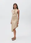 Mango Teen Asymmetrical Lurex Skirt Gold