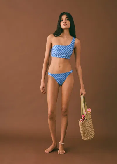 Mango Teen Asymmetrical Printed Bikini Vibrant Blue