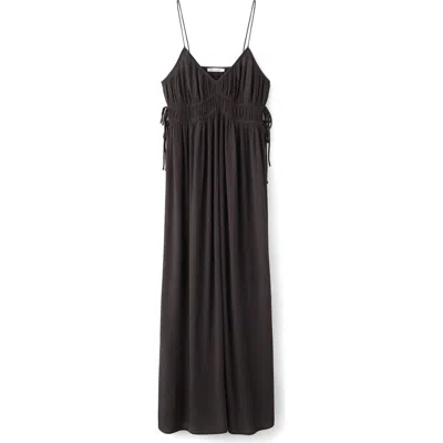Mango Teen Bambula Side Tie Maxi Dress In Black