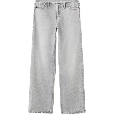 Mango Teen Bandless Low Rise Straight Leg Jeans In Gray
