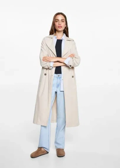 Mango Teen Belt Flowy Trench Beige