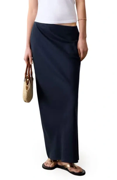 Mango Teen Bias Cut Maxi Skirt In Blue