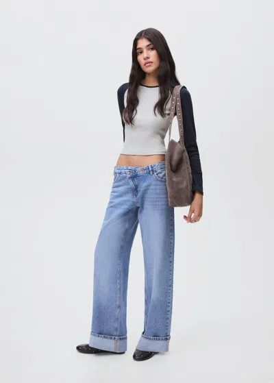 Mango Teen Bicolour T-shirt Light Heather Grey In Gray
