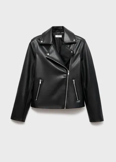 Mango Teen Biker Jacket Black