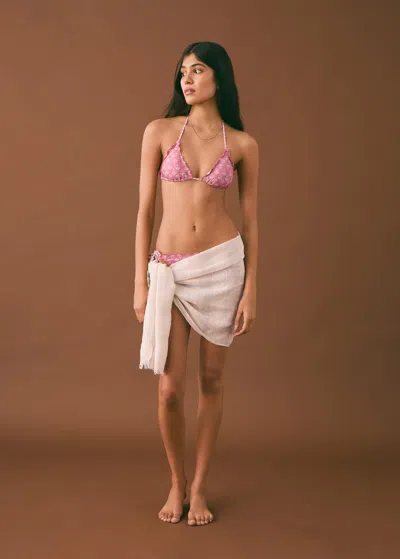 Mango Teen Bikini Printed Trim Pastel Pink