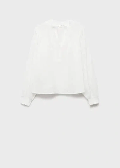 Mango Teen English Embroidery Blouse Off White