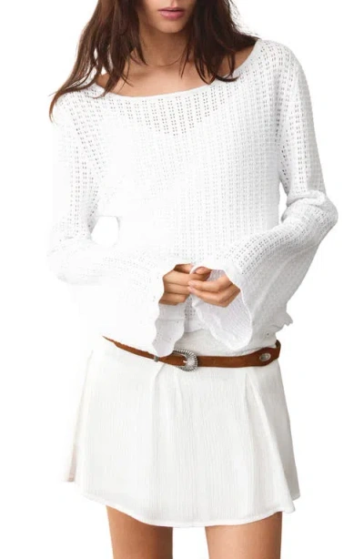Mango Teen Boat Neck Open Stitch Sweater In Multi