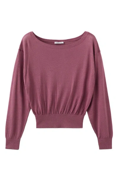 Mango Teen Boat Neck Sweater In Purple