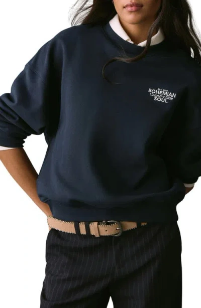 Mango Teen Bohemian Soul Graphic Sweatshirt In Blue