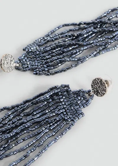 Mango Teen Long Beaded Earrings Silver