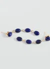 Mango Teen Boucles D'oreilles Pendantes Pierres Bleu Marine - Fille - Taille Unique -