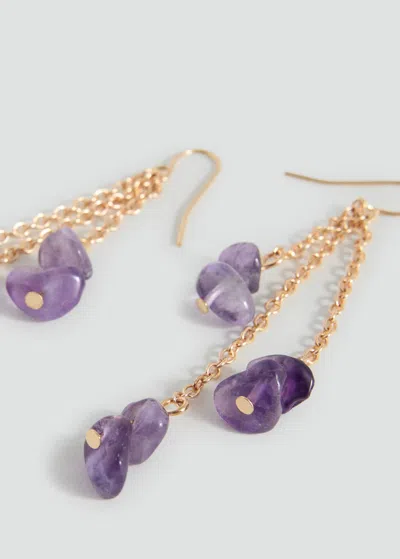 Mango Teen Stone Hanging Earrings Gold