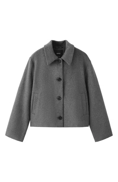 Mango Teen Button Coat In Gray