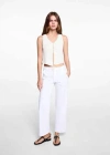 MANGO TEEN BUTTONED KNIT TOP OFF WHITE