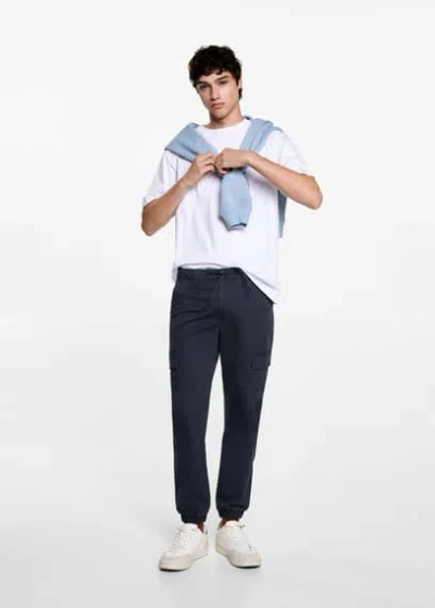 Mango Teen Cargo Jogger Trousers Dark Navy