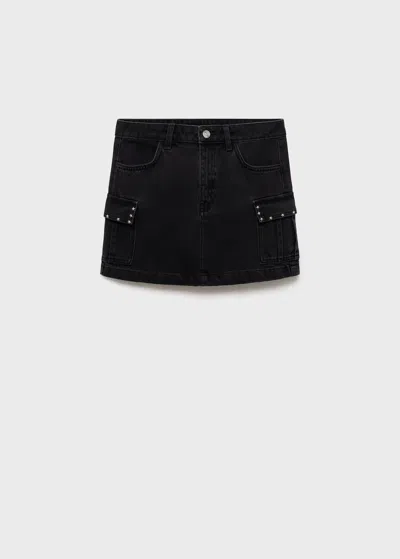 Mango Teen Jupe Cargo À Clous Et Étoiles Black Denim - Fille - Xl -