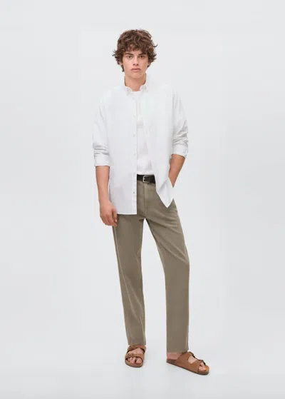 Mango Teen Essential Cotton-blend Shirt Off White